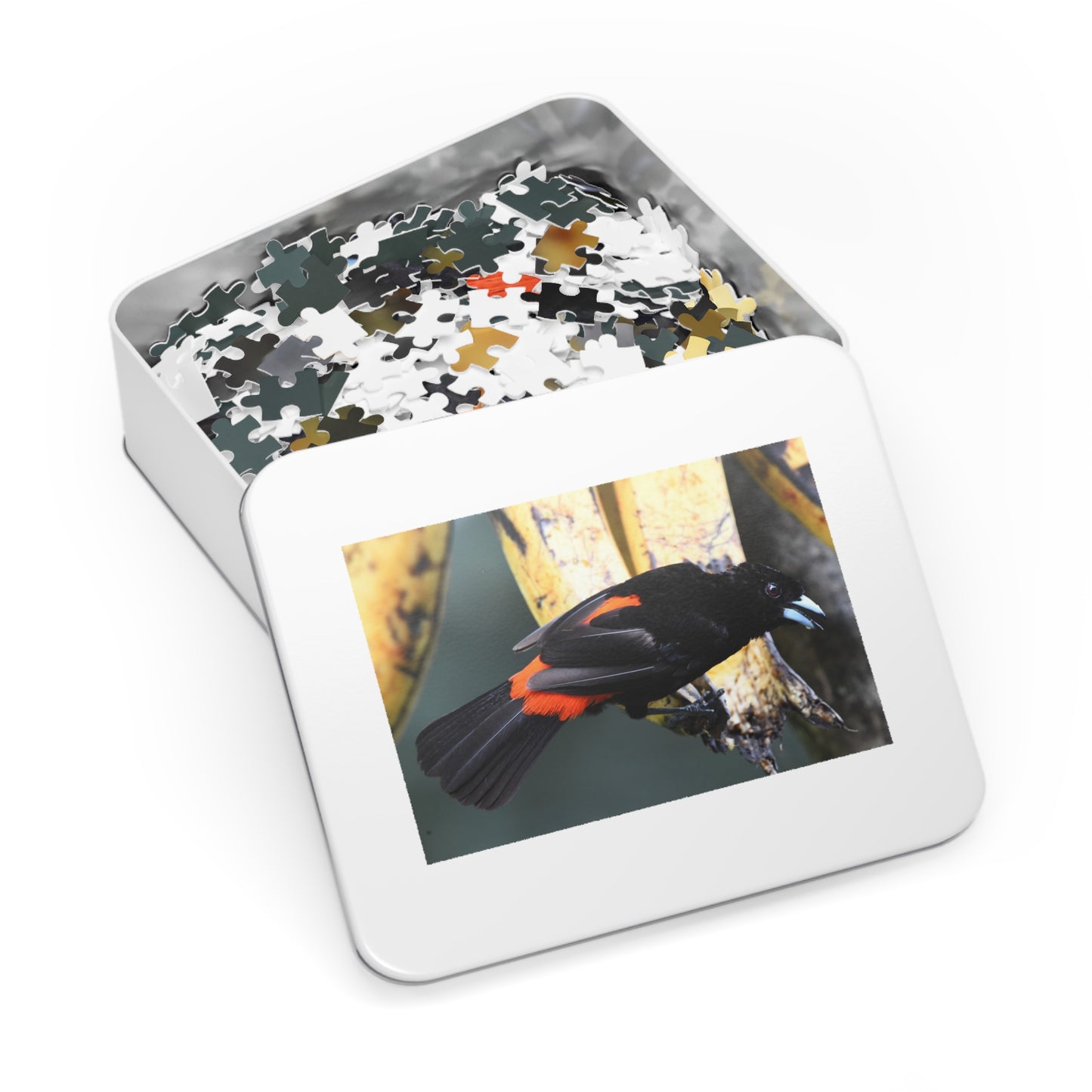 Bird-Themed Jigsaw Puzzle with Tin - Perfect Gift for Nature Lovers, Family Game Night, Eco-Friendly Home Decor, Educational Activity.