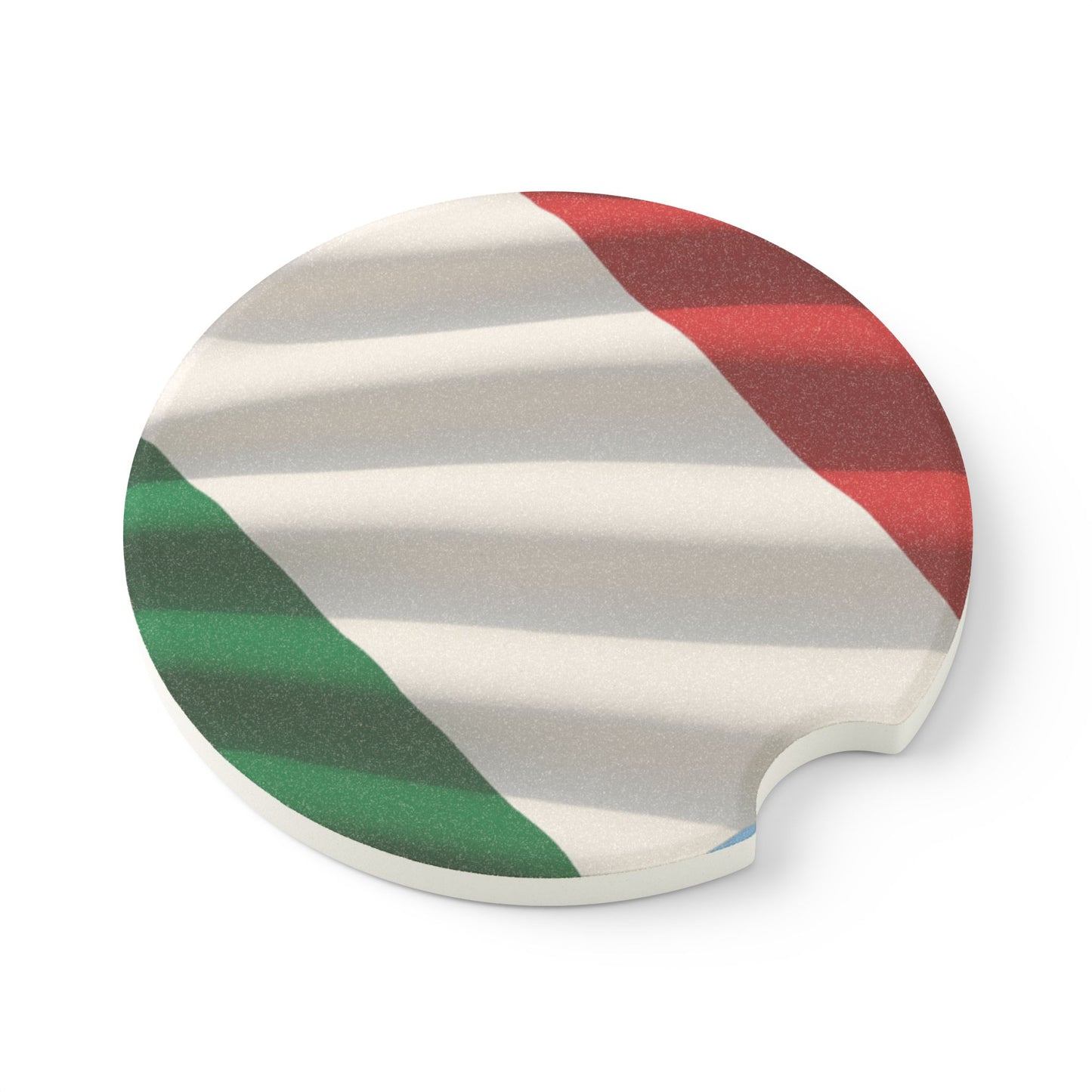 Italian Flag Soapstone Car Coaster — Round Cup Holder Protector