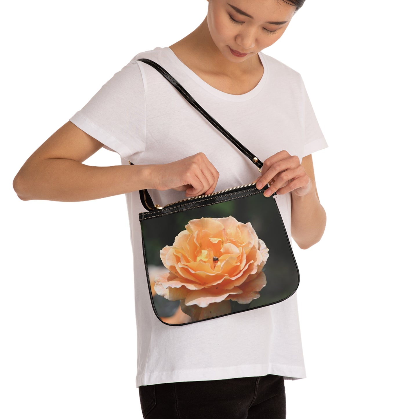 Floral Rose Shoulder Bag – Peach Garden Small Shoulder Bag