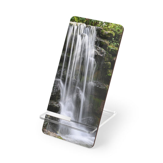 Waterfall Phone Stand — Scenic Acrylic Mobile Display Stand for Smartphones