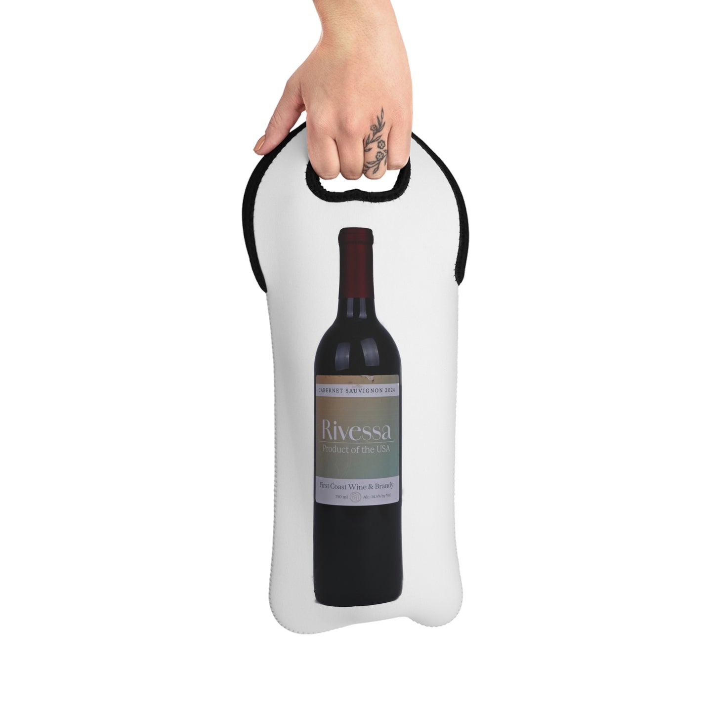 Neoprene Wine Bottle Tote — Insulated Single Bottle Carrier with Handle