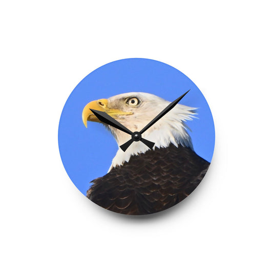 Bald Eagle Acrylic Wall Clock — Patriotic Wildlife Home Decor