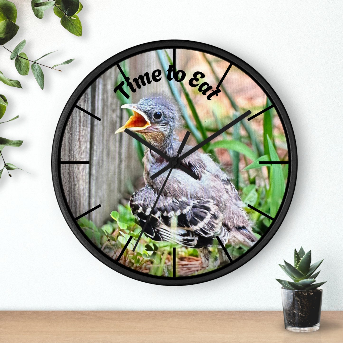 Nature-Inspired Wall Clock, Time to Eat Bird Clock, Home Decor for Bird Lovers, Gift for Nature Enthusiasts, Unique Wall Art