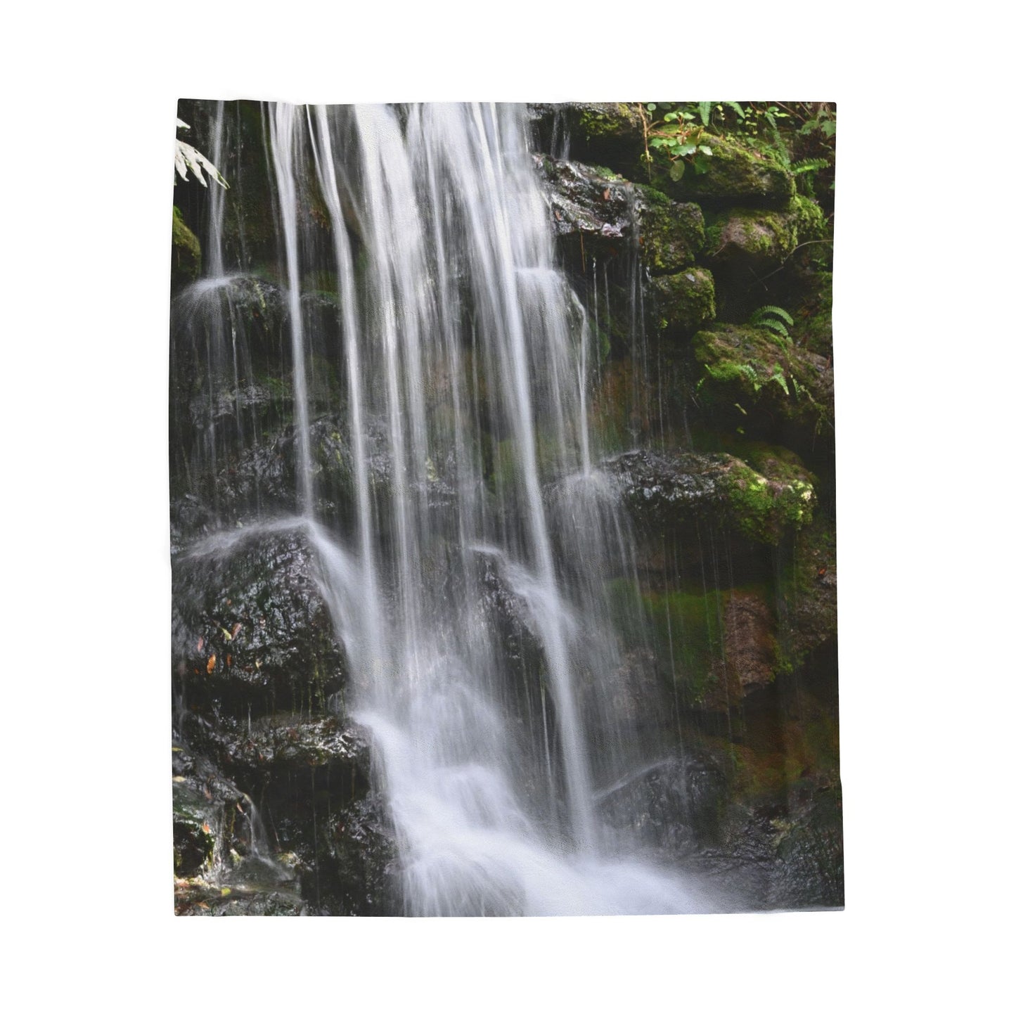 Waterfall Velveteen Plush Blanket – Cozy Nature Print Throw