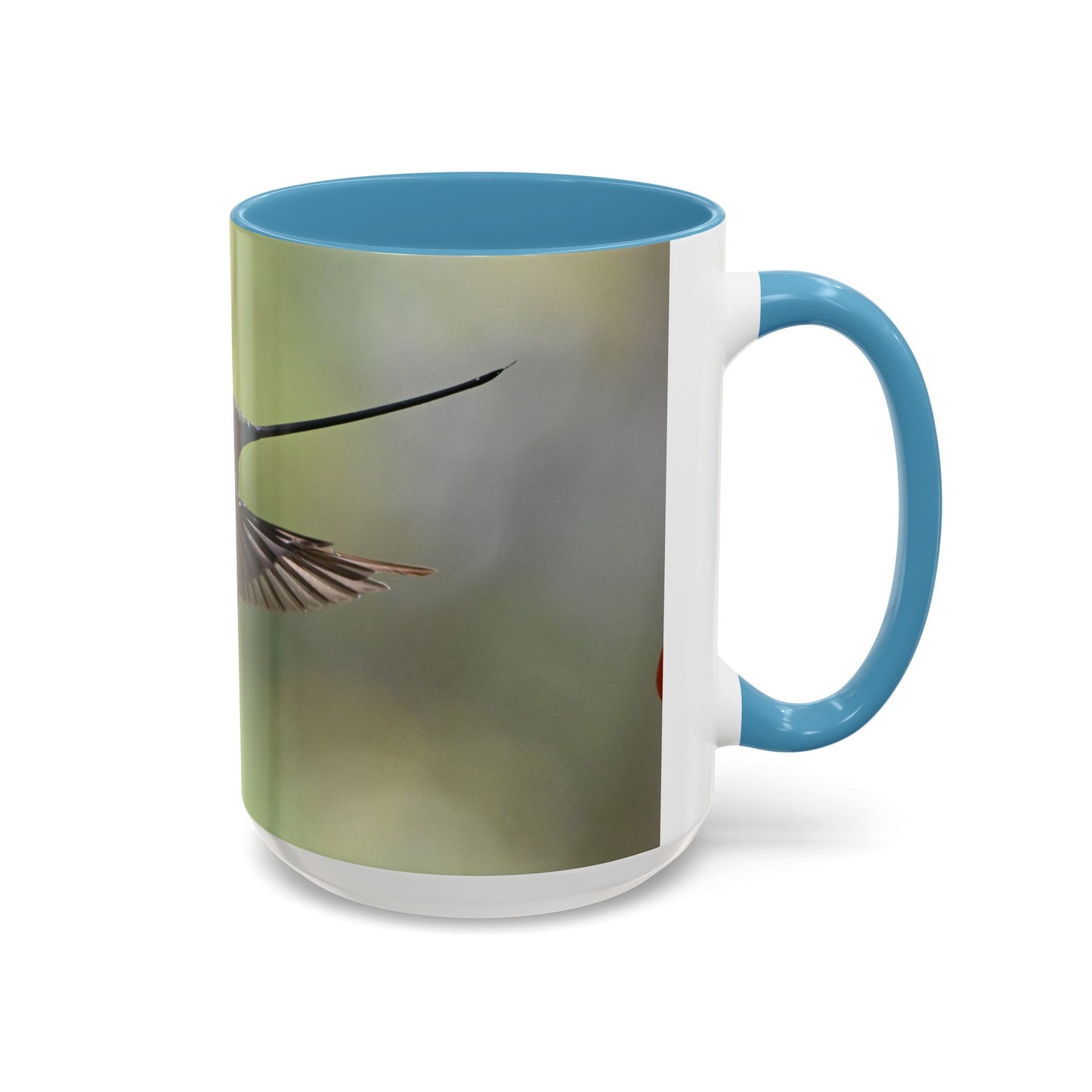 Hummingbird Accent Coffee Mug – 11/15oz Ceramic Mug with Black Interior & Handle