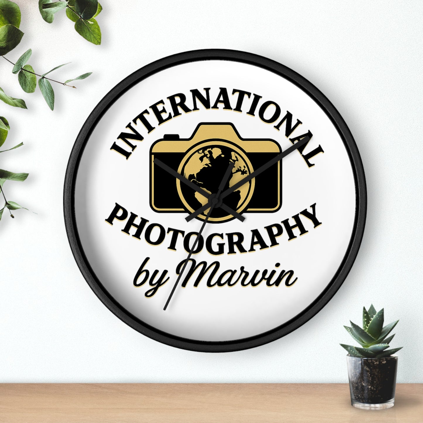International Photography Wall Clock — "by Marvin" Personalized Photographer Gift