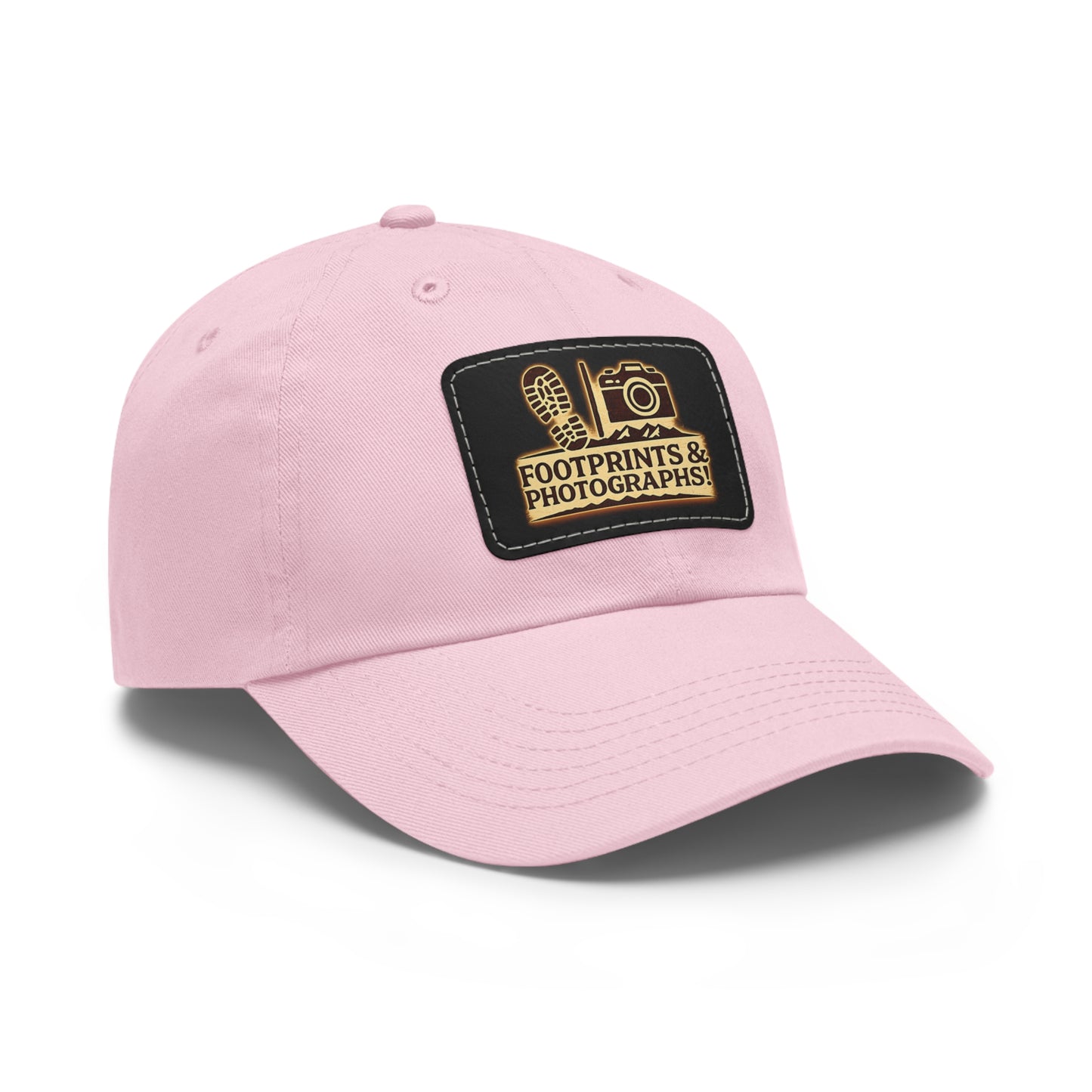 Leather Patch Dad Hat — "Footprints & Photographs" Outdoor Photographer Cap