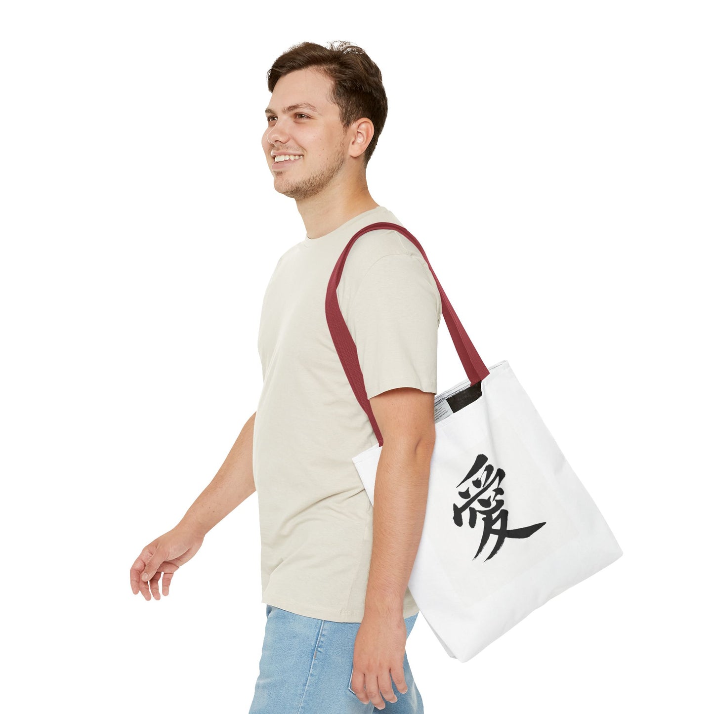 Anime Tote Bag with Love Symbol, Eco-Friendly Bag, Gift for Her, Stylish Shopping Bag, Unique Art Bag, Personalized Accessory