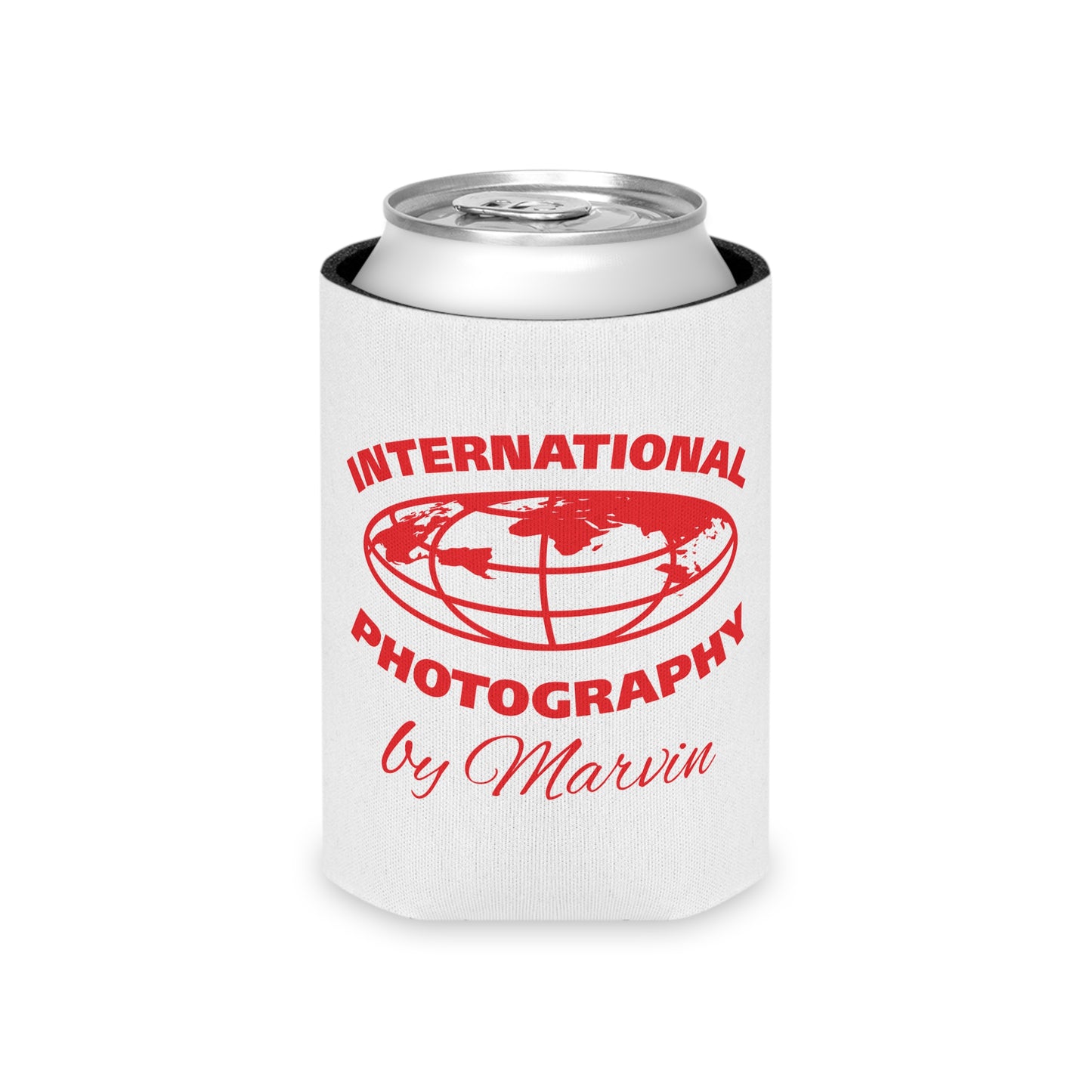 International Photography Can Cooler, Custom Beverage Holder, Unique Gift for Photographers, Party Favor, Drink Insulator