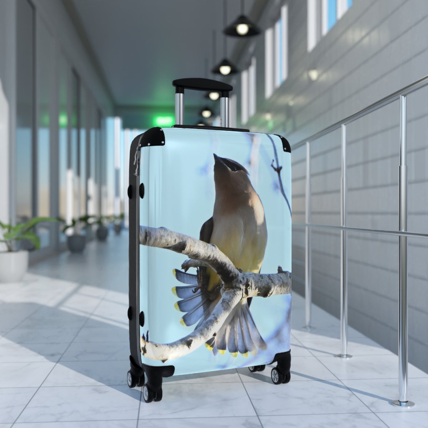 Cedar Waxwing Bird Suitcase — Lightweight Carry-On Luggage with Nature Photography Design