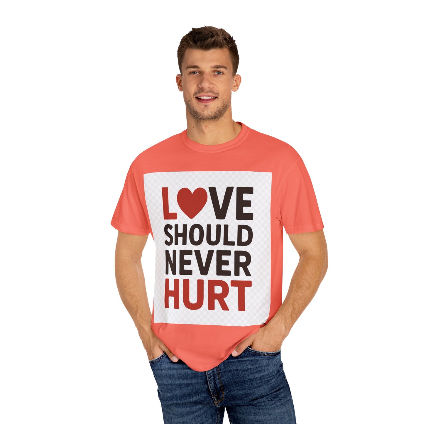 Love Should Never Hurt Unisex T-Shirt, Empowerment Tee, Gift for Couples, Awareness Shirt, Casual Comfort Wear