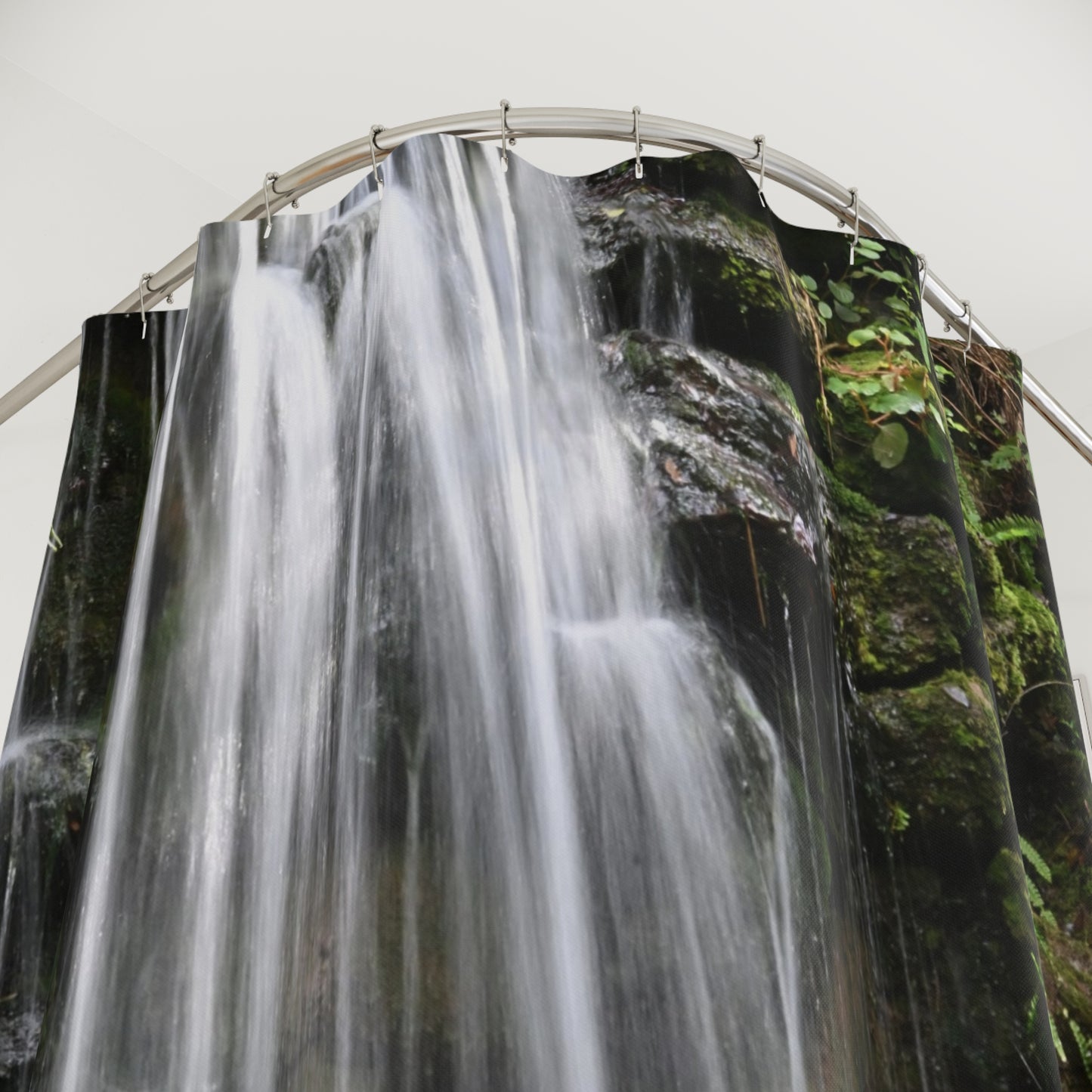 Serene Waterfall Shower Curtain - Tranquil Bathroom Decor, Nature-Inspired Home Accents, Relaxing Gift, Spa Vibes