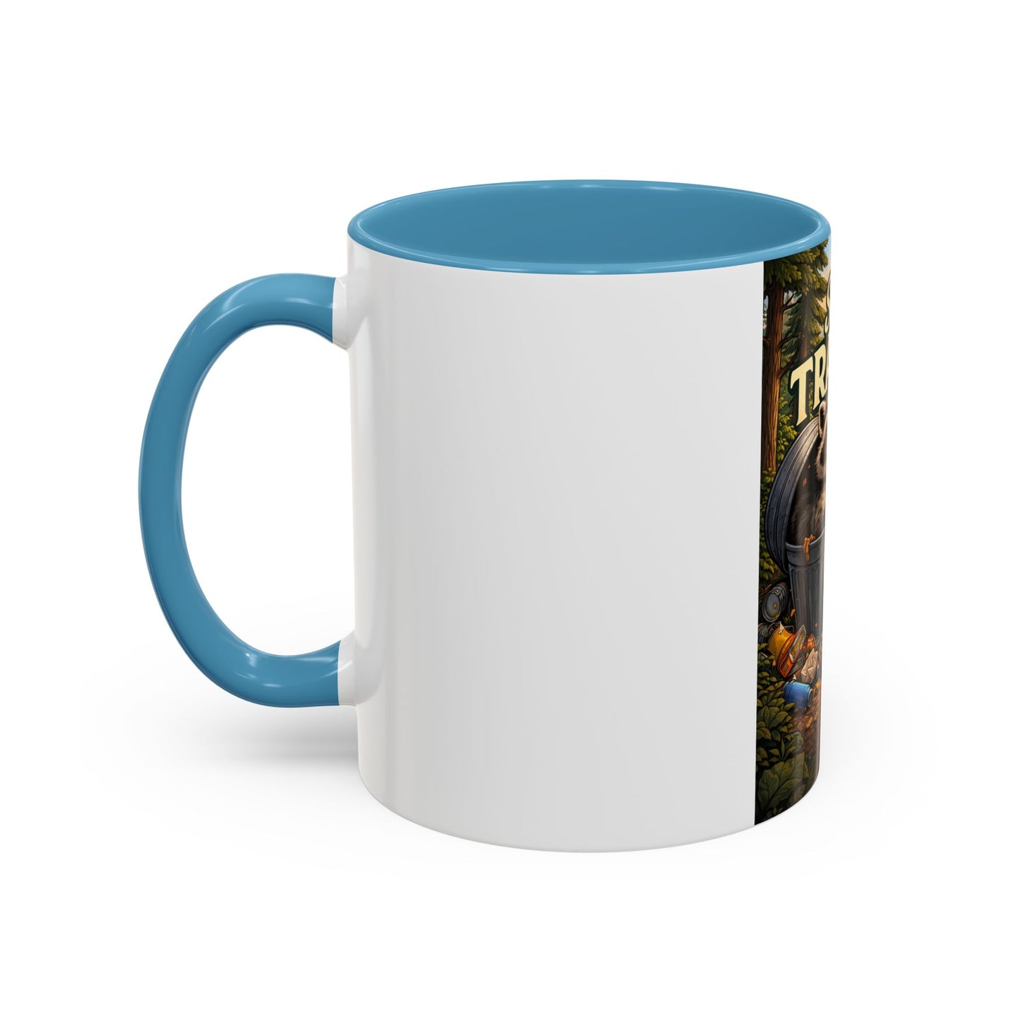 Stay Trashy Coffee Mug — Funny Raccoon Trash Can Design, Novelty Gift for Friends & Family