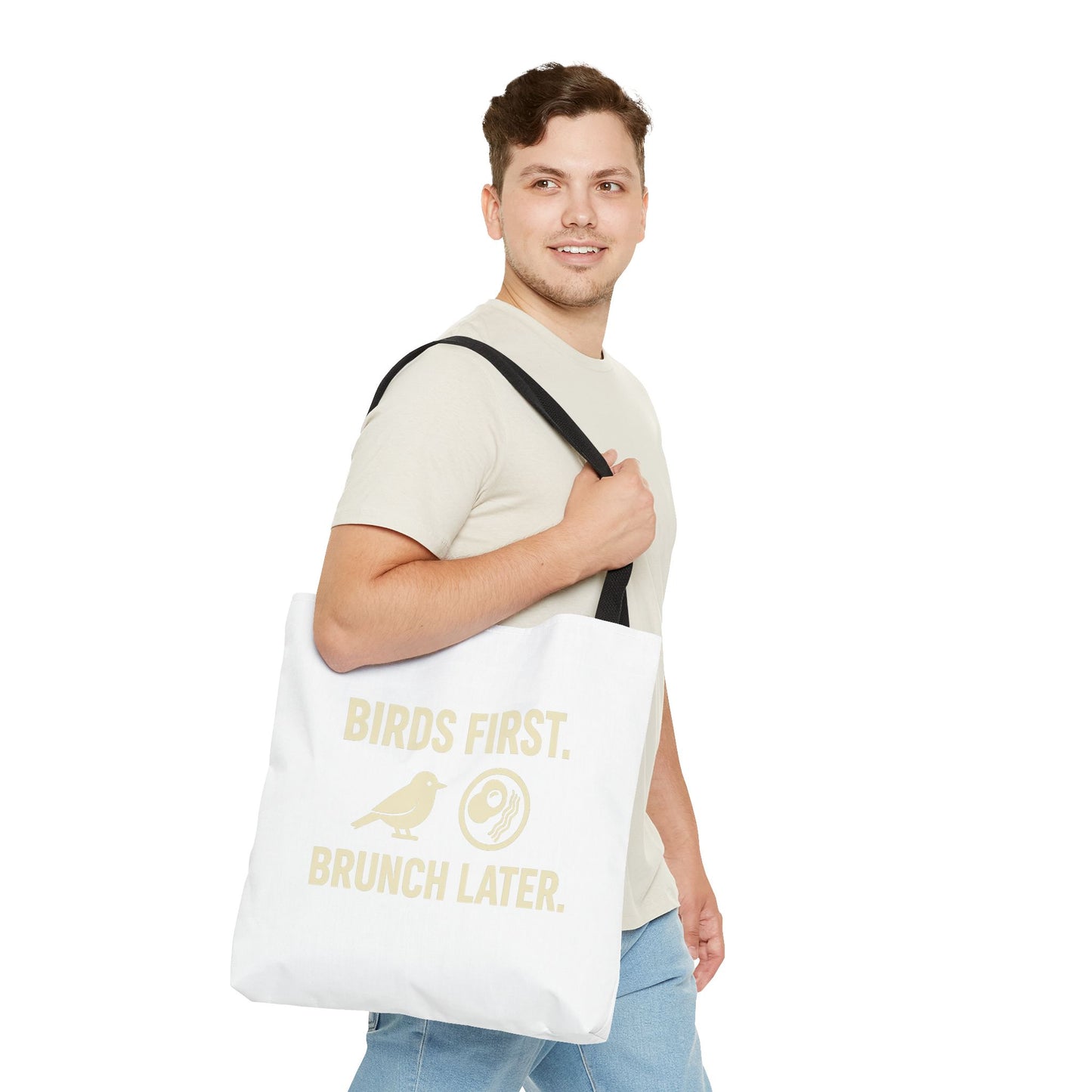 Birds First Brunch Later Tote Bag - Fun Grocery Bag, Eco-Friendly Shopping Tote, Perfect Gift for Brunch Lovers, Weekend Outings