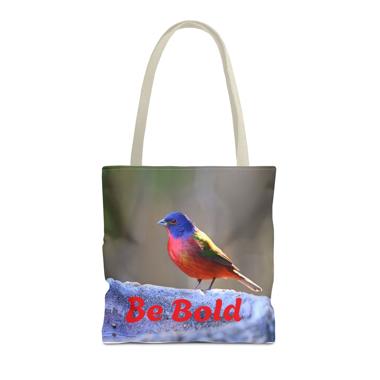 Colorful Bird Be Bold Tote Bag, Eco-Friendly Art Tote, Nature Lover Gift, Inspirational Quote Bag, Everyday Carry-All