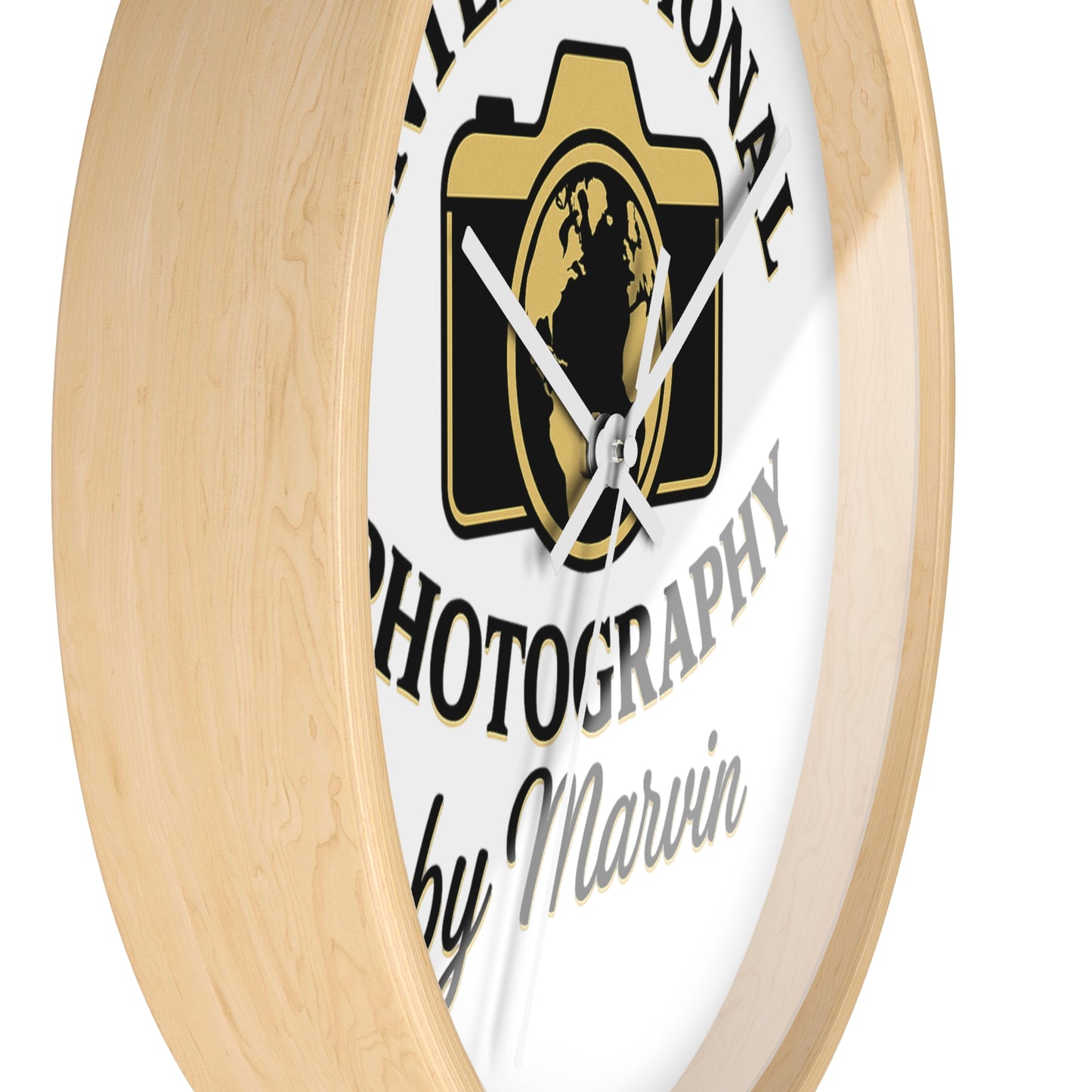 International Photography Wall Clock — "by Marvin" Personalized Photographer Gift