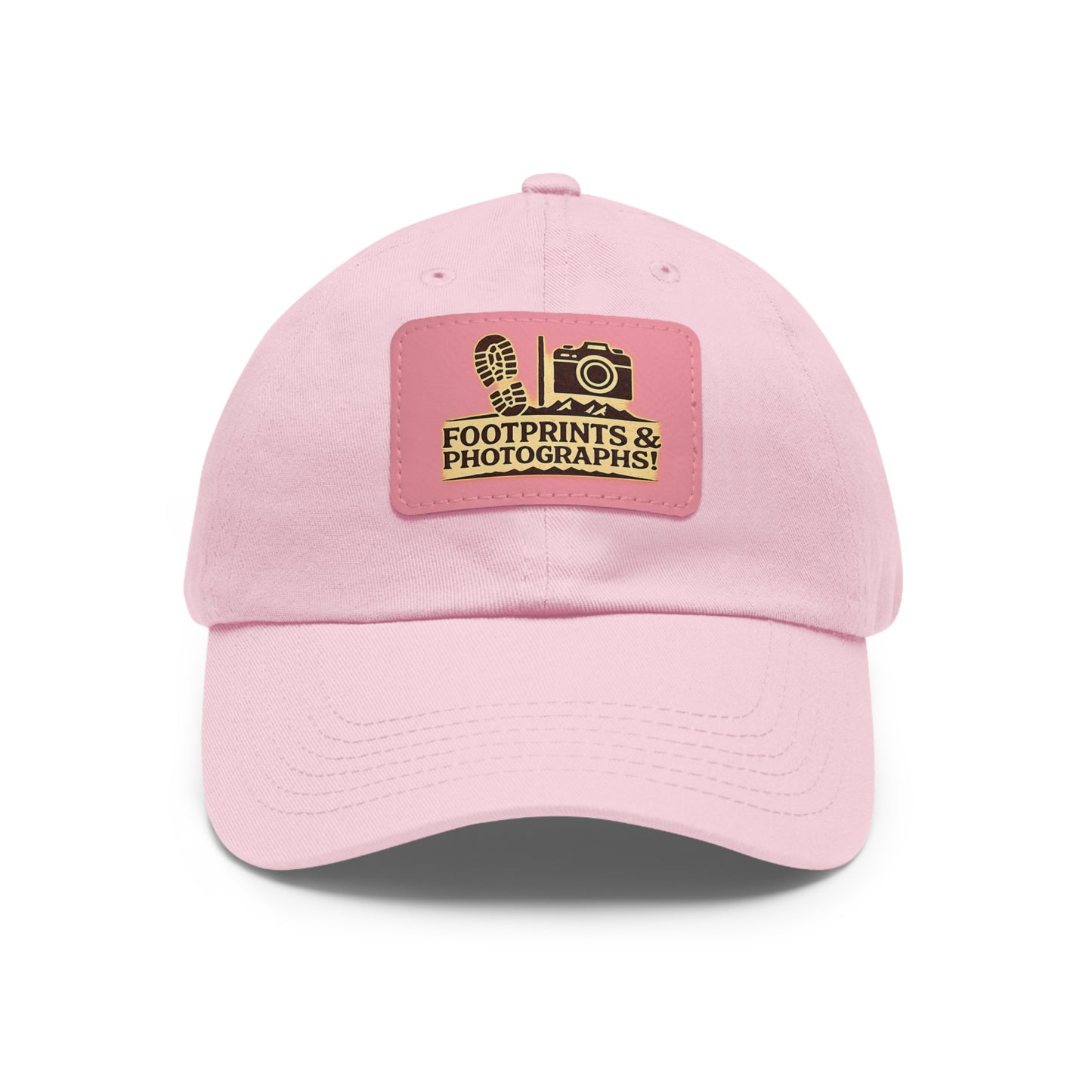 Leather Patch Dad Hat — "Footprints & Photographs" Outdoor Photographer Cap