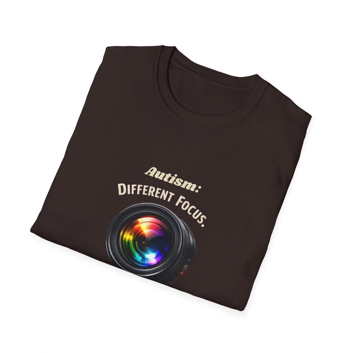 Autism: Different Focus Same World T-Shirt — Camera Lens Awareness Tee