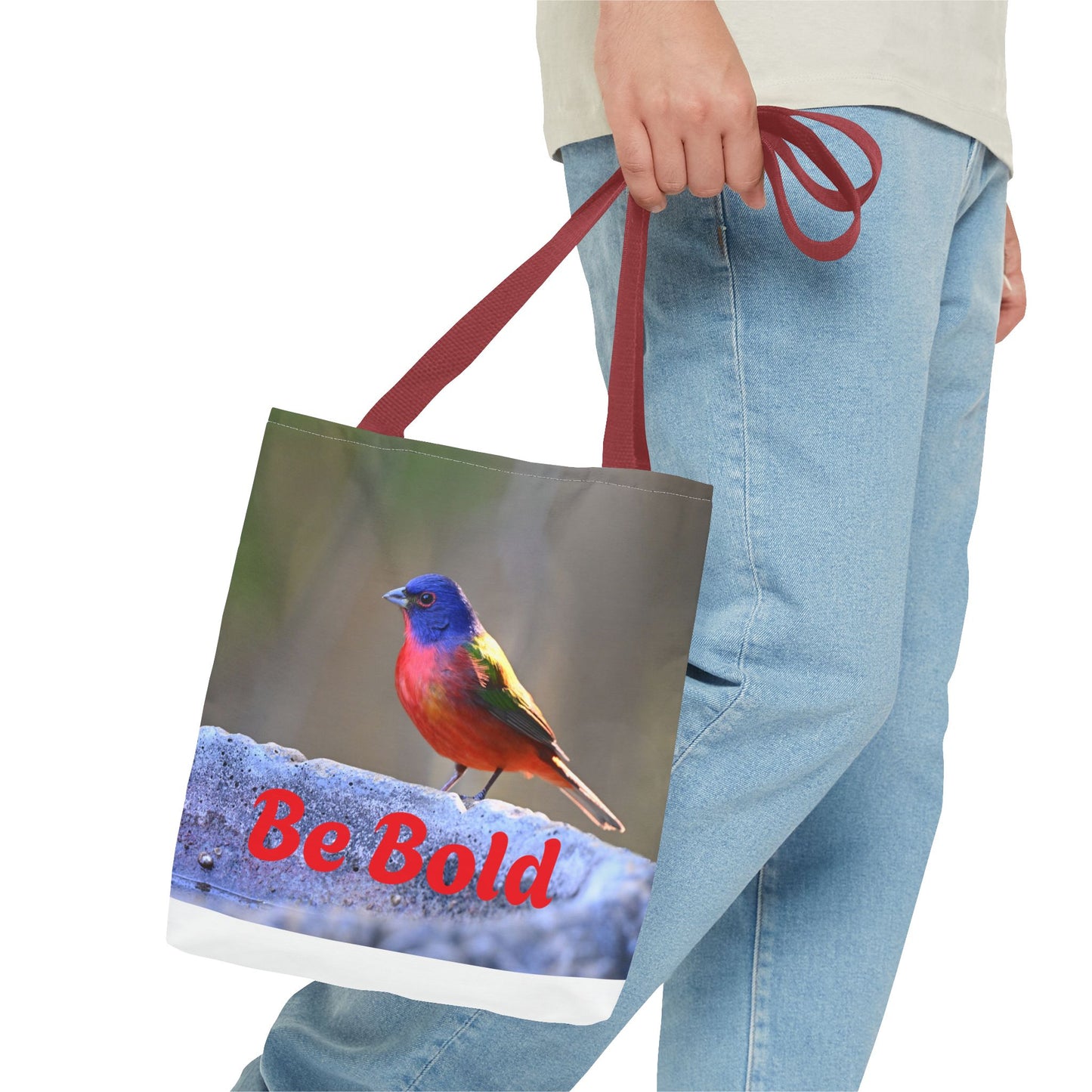 Colorful Bird Be Bold Tote Bag, Eco-Friendly Art Tote, Nature Lover Gift, Inspirational Quote Bag, Everyday Carry-All