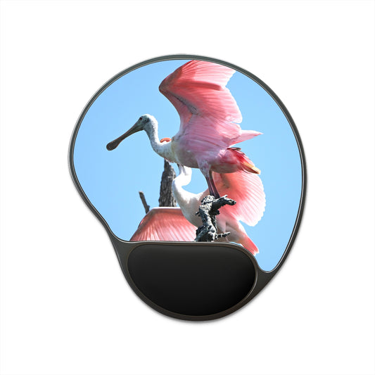 Elegant Roseate Spoonbill Mouse Pad with Wrist Rest, Office Desk Decor, Ergonomic MouseMat, Gift for Bird Lovers, Stylish Workspace Accessories
