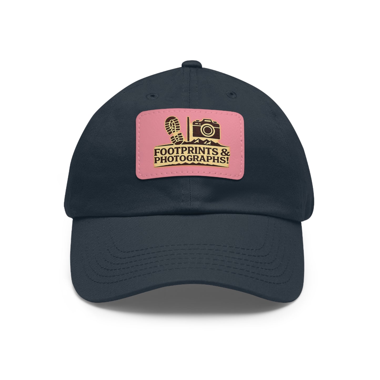 Leather Patch Dad Hat — "Footprints & Photographs" Outdoor Photographer Cap