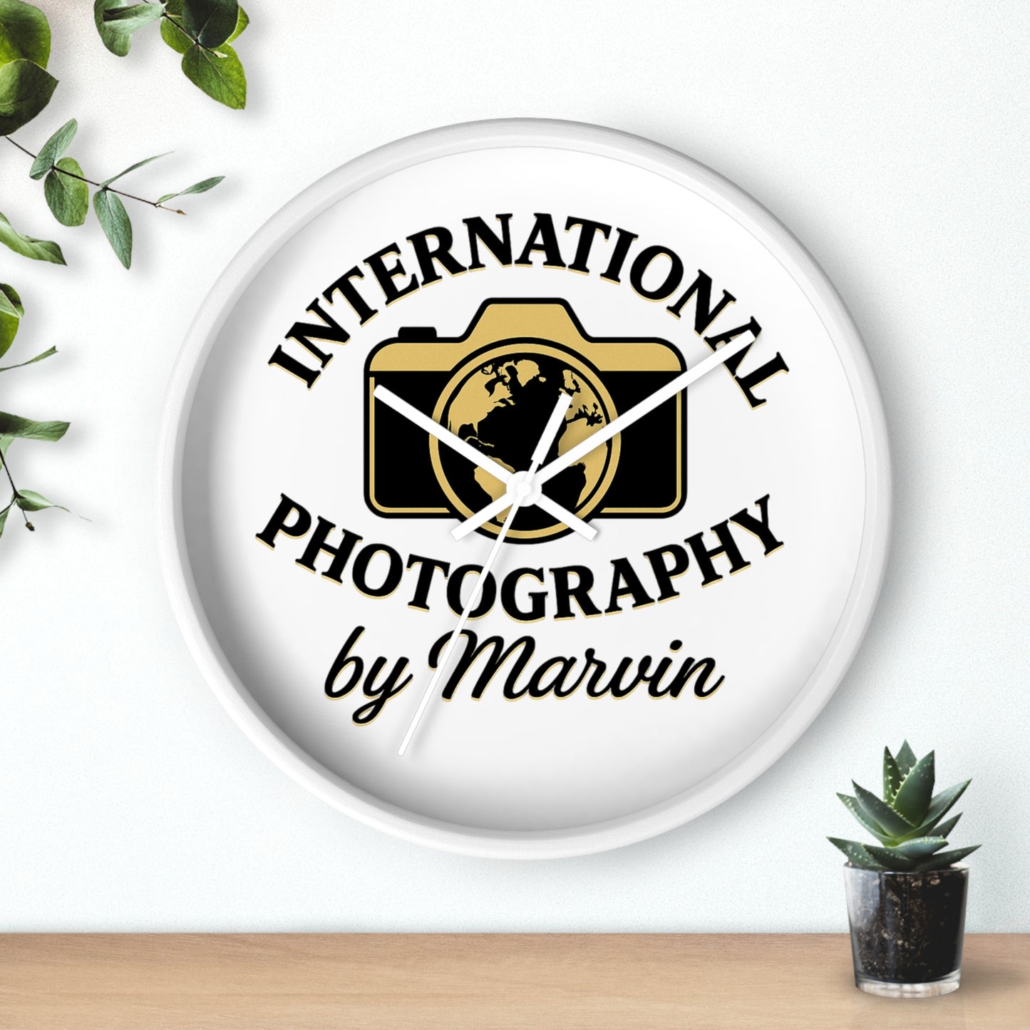 International Photography Wall Clock — "by Marvin" Personalized Photographer Gift