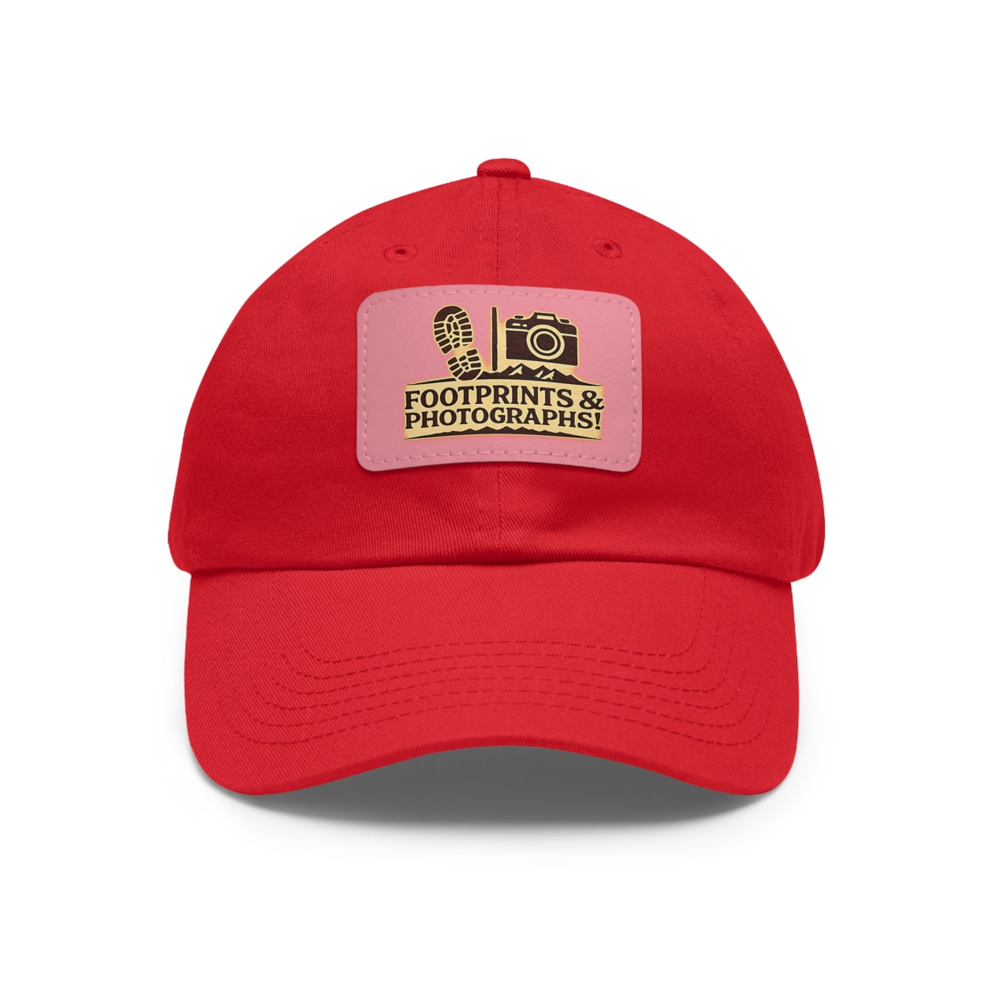 Leather Patch Dad Hat — "Footprints & Photographs" Outdoor Photographer Cap