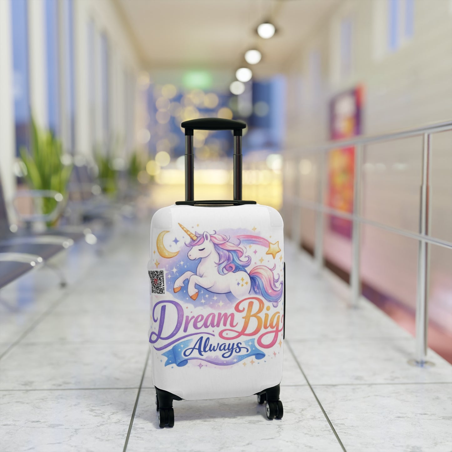 Unicorn Luggage Cover — 'Dream Big Always' Travel Protector