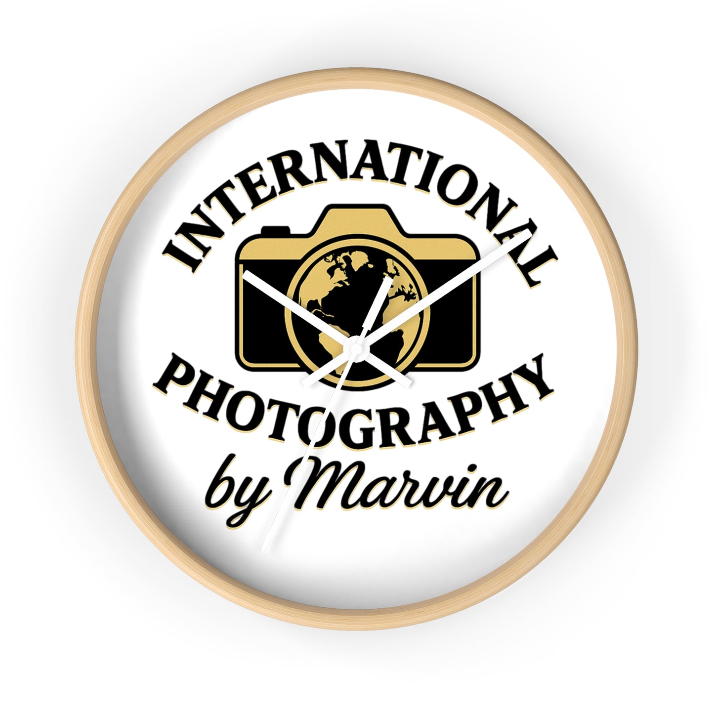 International Photography Wall Clock — "by Marvin" Personalized Photographer Gift