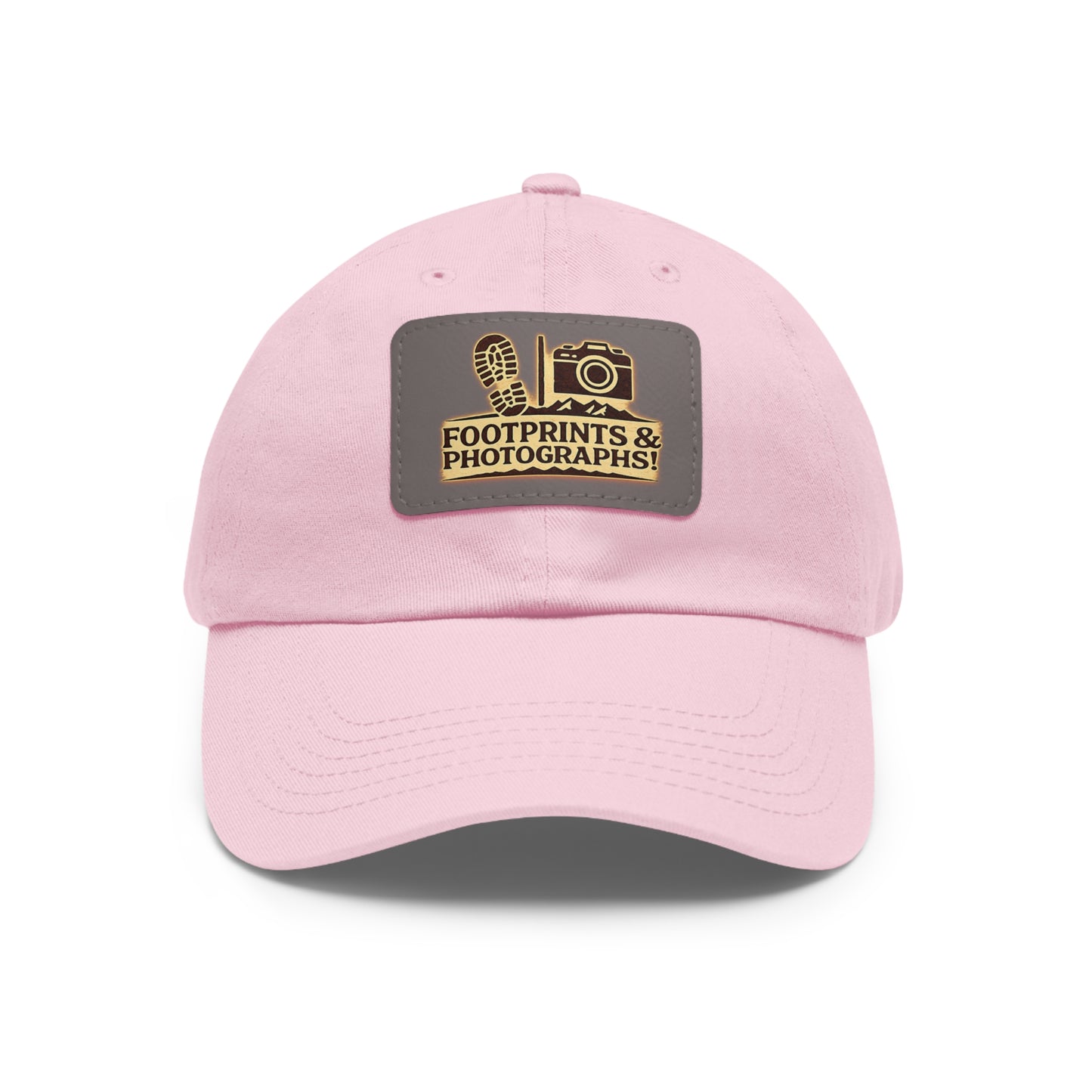 Leather Patch Dad Hat — "Footprints & Photographs" Outdoor Photographer Cap