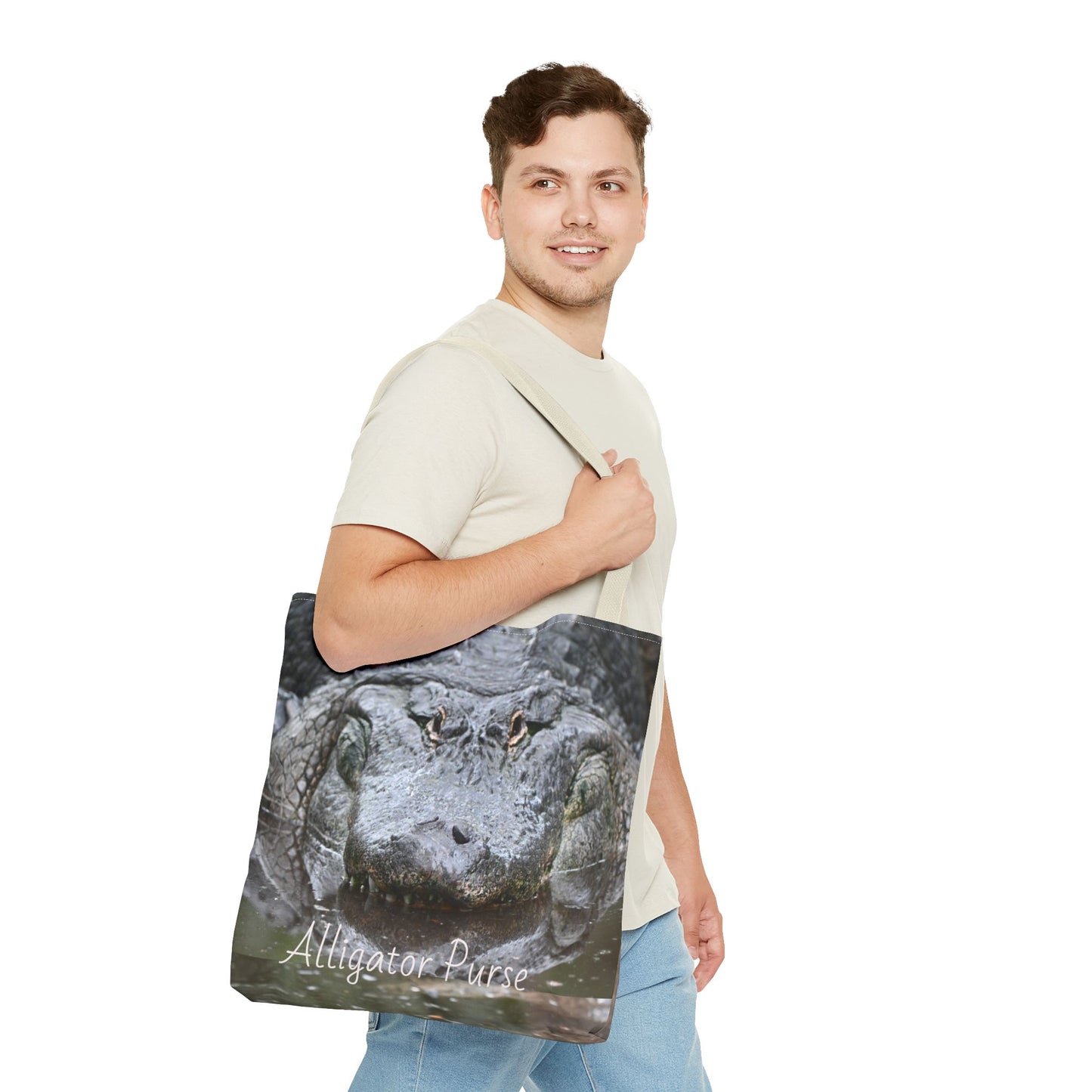 Alligator Print Tote Bag, Wildlife Lover Gift, Eco-Friendly Bag, Beach Tote, Animal Lovers' Accessory, Unique Alligator Purse
