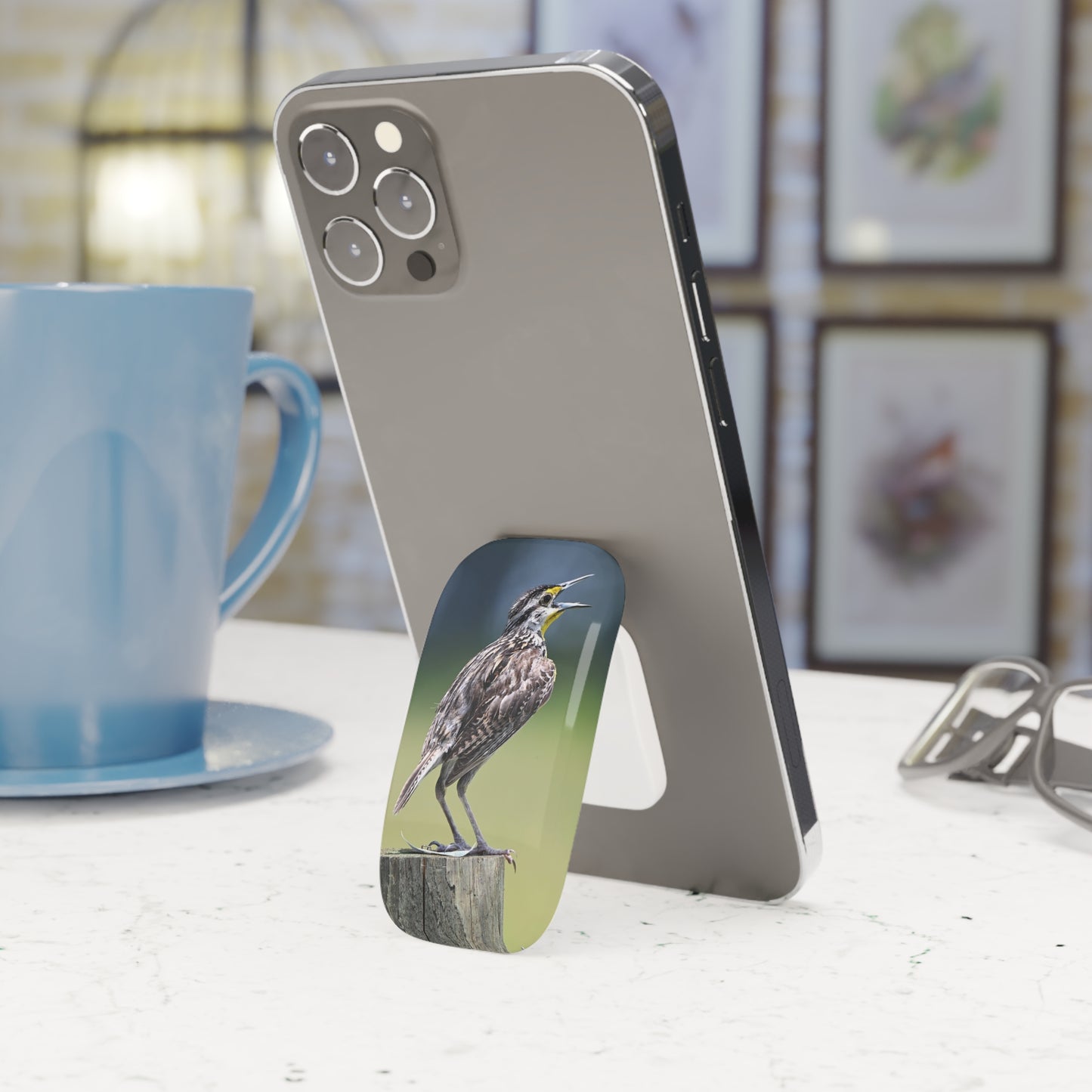 Meadowlark Phone Grip — Singing Bird Click-On Stand
