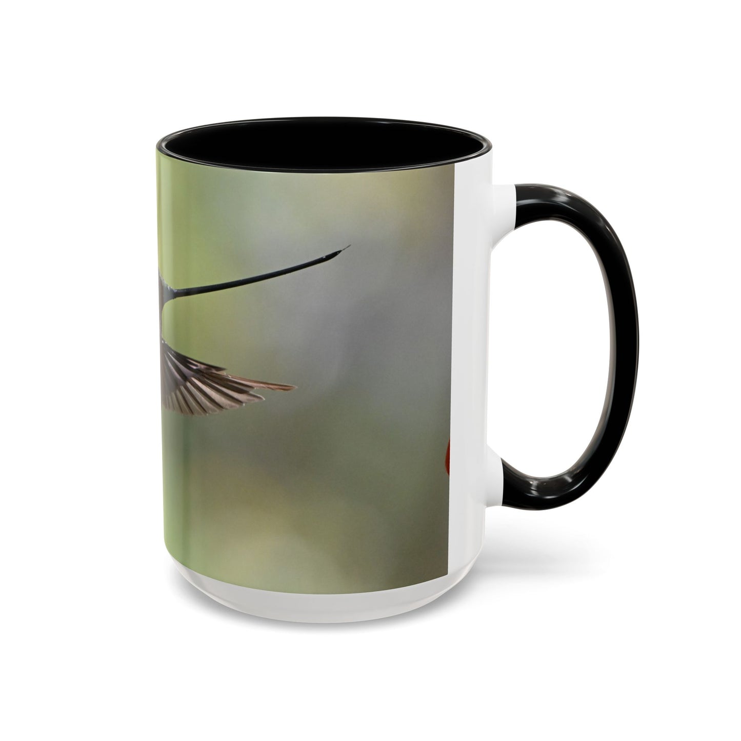Hummingbird Accent Coffee Mug – 11/15oz Ceramic Mug with Black Interior & Handle