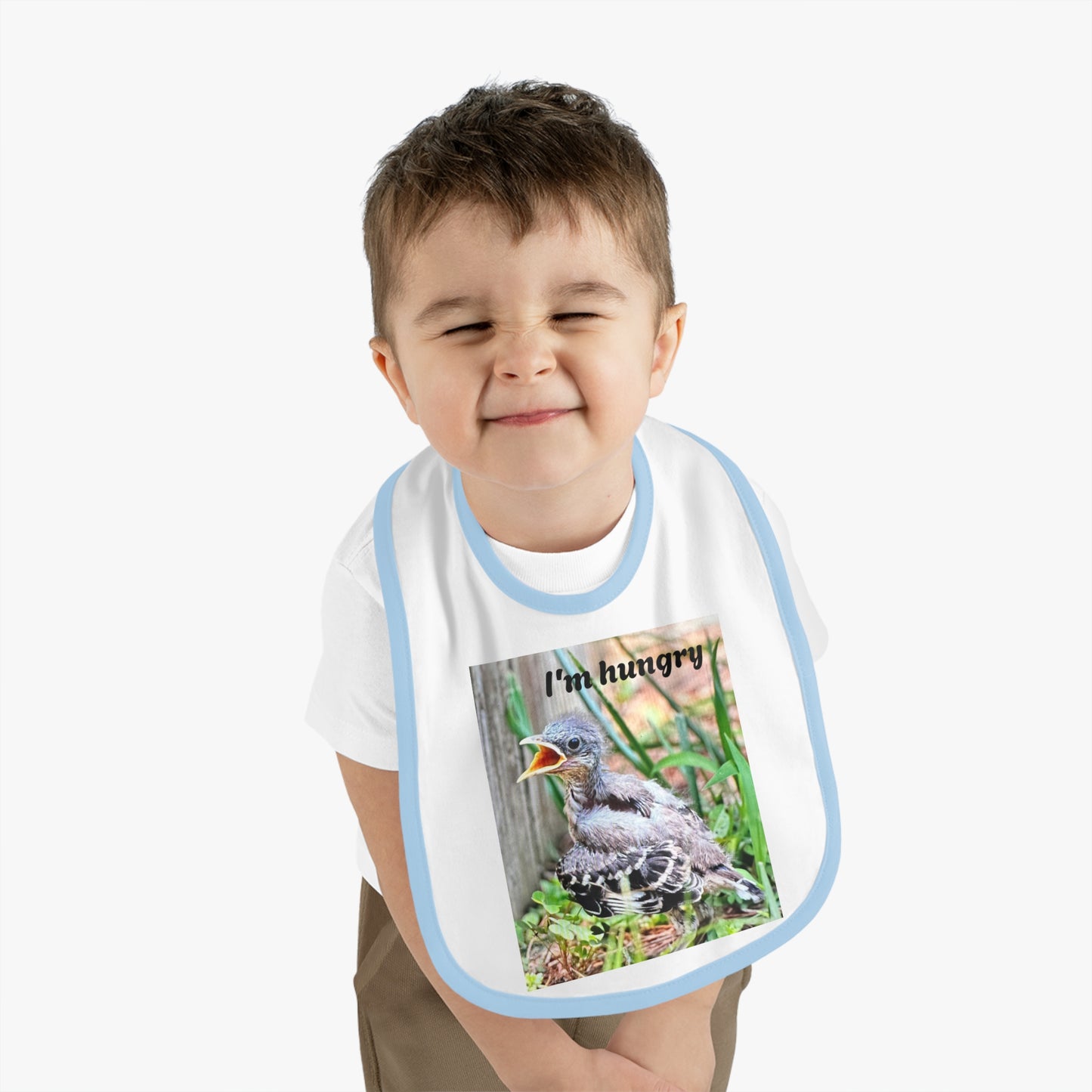 Cute Baby Bib with 'I'm Hungry' Design, Adjustable Bib for Infants, Fun Feeding Accessory, Baby Shower Gift, Toddler Apparel