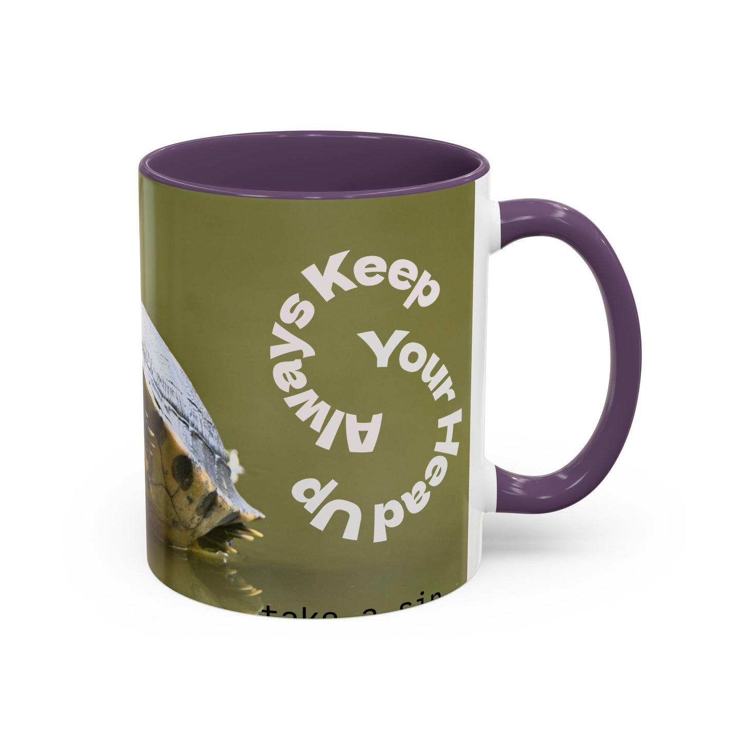 Turtle Coffee Mug — "Always Keep Your Head Up" Inspirational Accent Mug (11/15 oz)