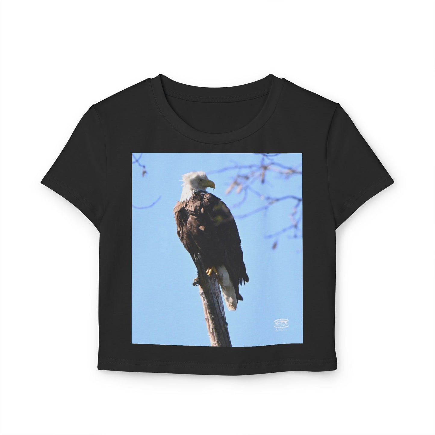 Eagle Graphic Women's Baby Tee, Cute Summer Top, Nature Lover Shirt, Casual Outfit, Gift for Birdwatchers, Earth Day Apparel