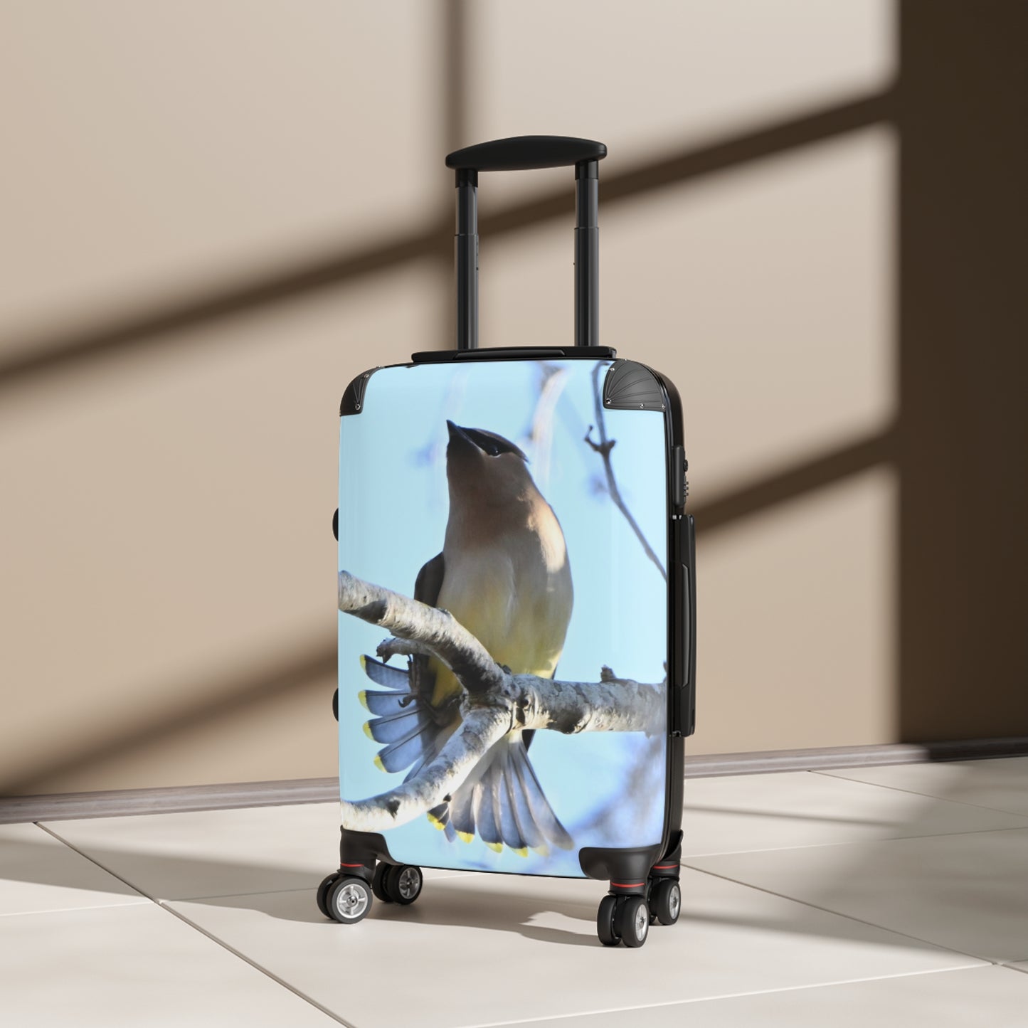 Cedar Waxwing Bird Suitcase — Lightweight Carry-On Luggage with Nature Photography Design