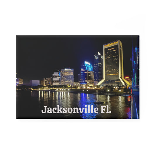 Jacksonville Cityscape Magnet, Rectangle, Travel Souvenir, Home Decor, Gift Idea, City Pride, Fridge Magnet