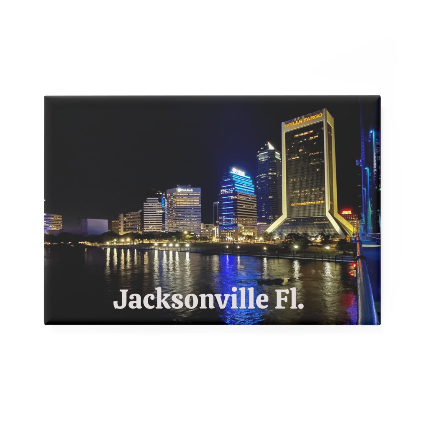 Jacksonville Cityscape Magnet, Rectangle, Travel Souvenir, Home Decor, Gift Idea, City Pride, Fridge Magnet
