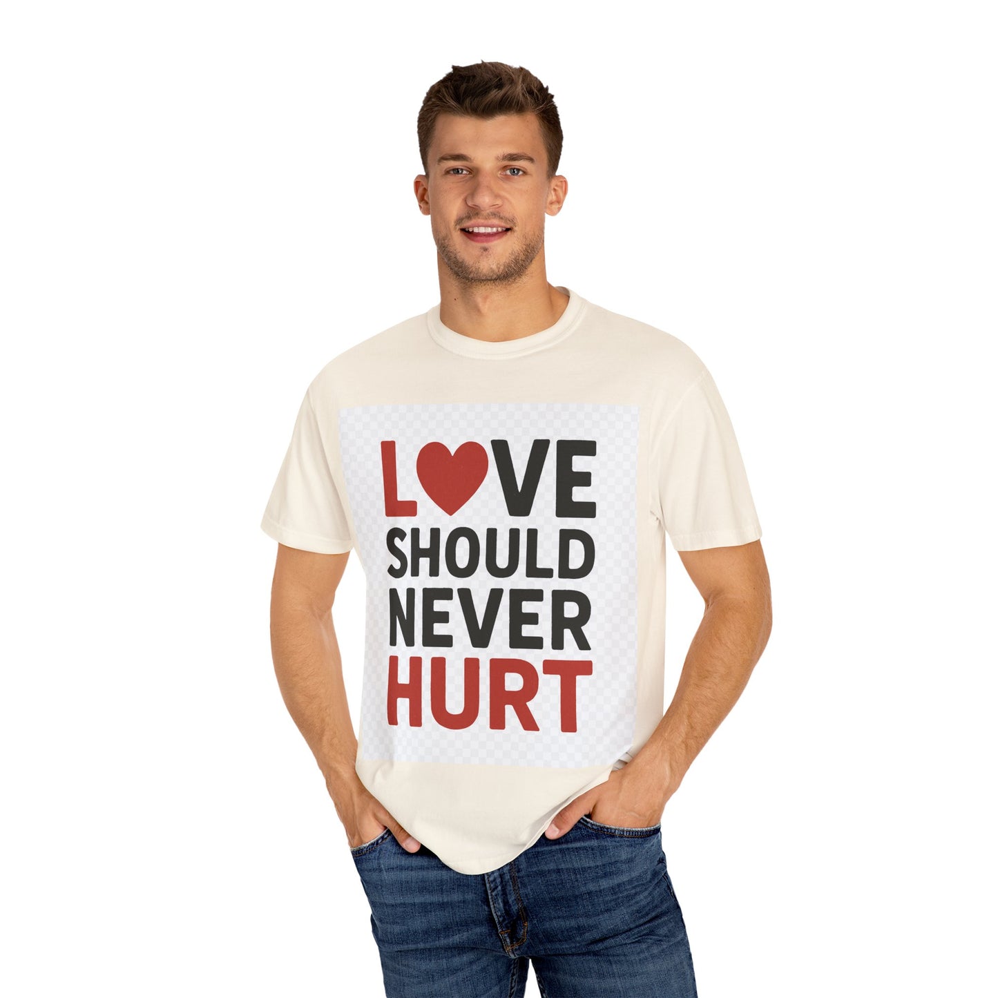 Love Should Never Hurt Unisex T-Shirt, Empowerment Tee, Gift for Couples, Awareness Shirt, Casual Comfort Wear