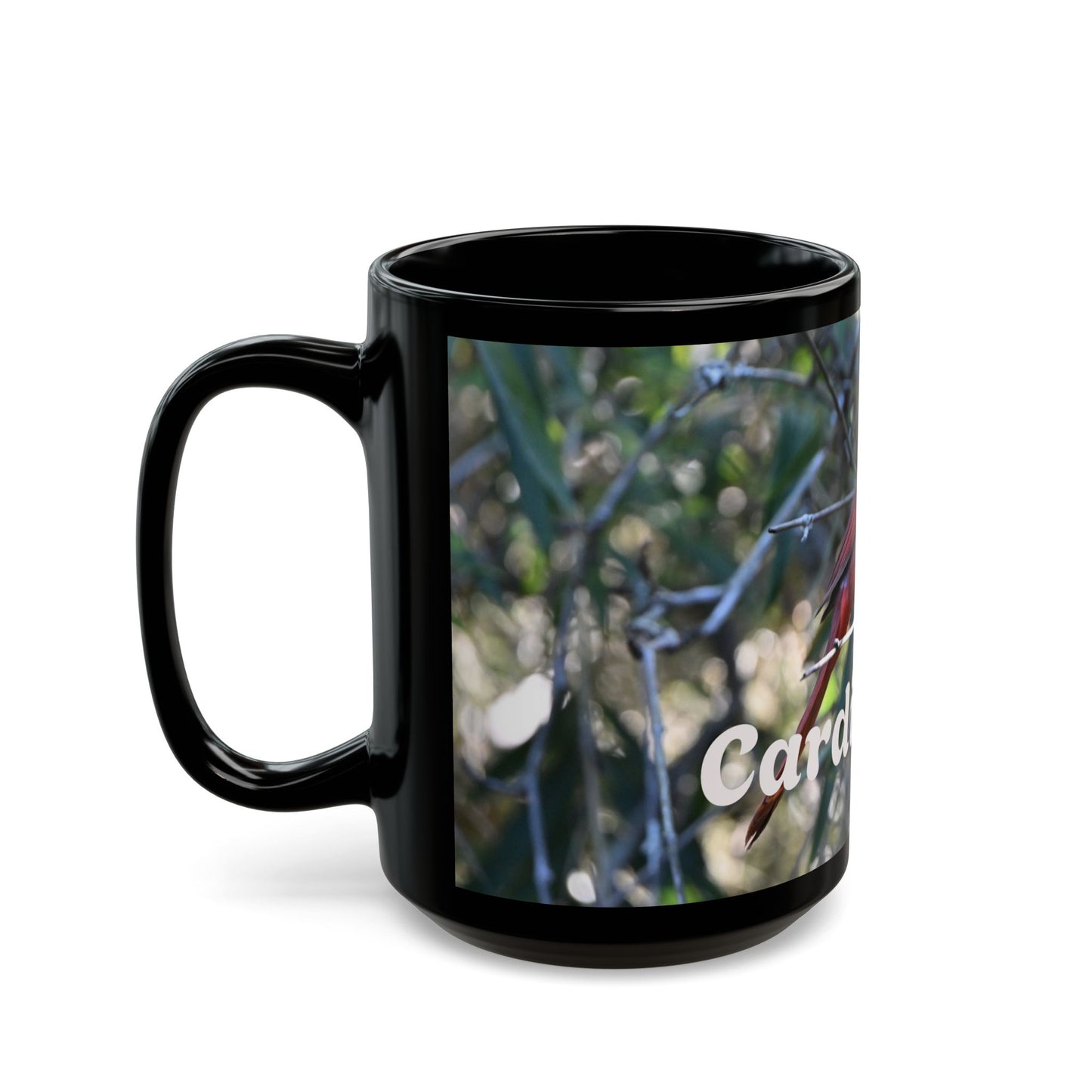 Cardinal's Cove Black Mug - Nature Lover's Coffee Cup, Birdwatching Gift, Home Decor, Eco-Friendly Drinkware, Birdwatcher Mug