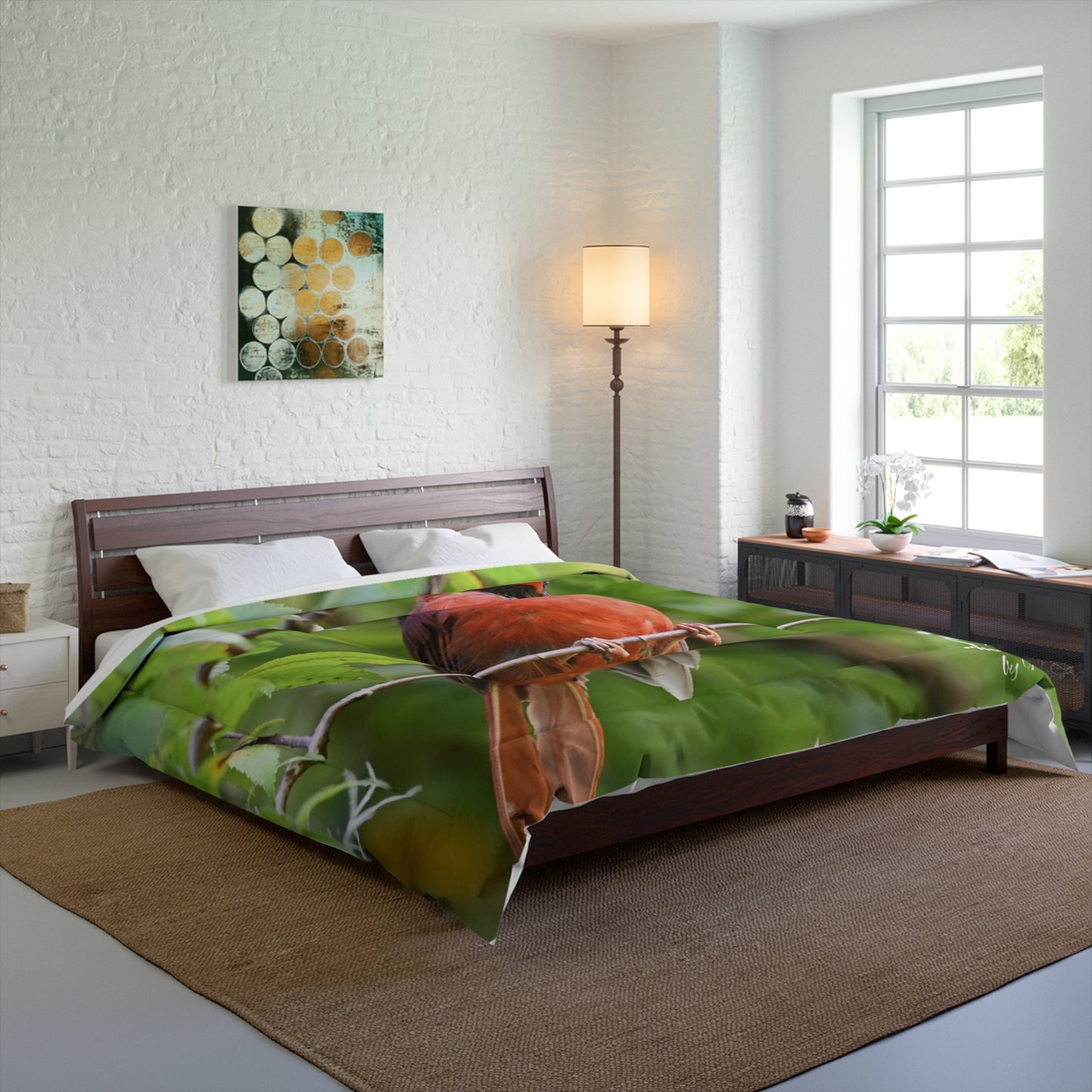 Cardinal Bird Comforter – Red Northern Cardinal Nature Print Bedding