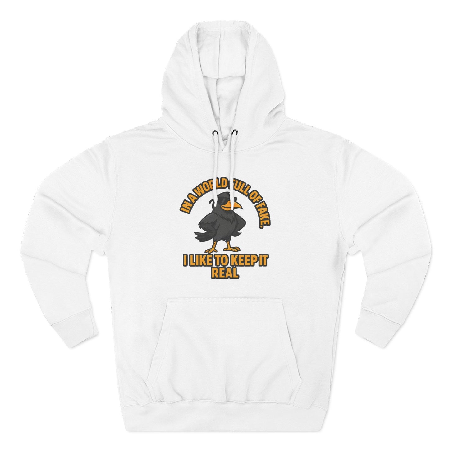 Three-Panel Hoodie — Funny Ostrich "I Like to Keep It Real" Graphic
