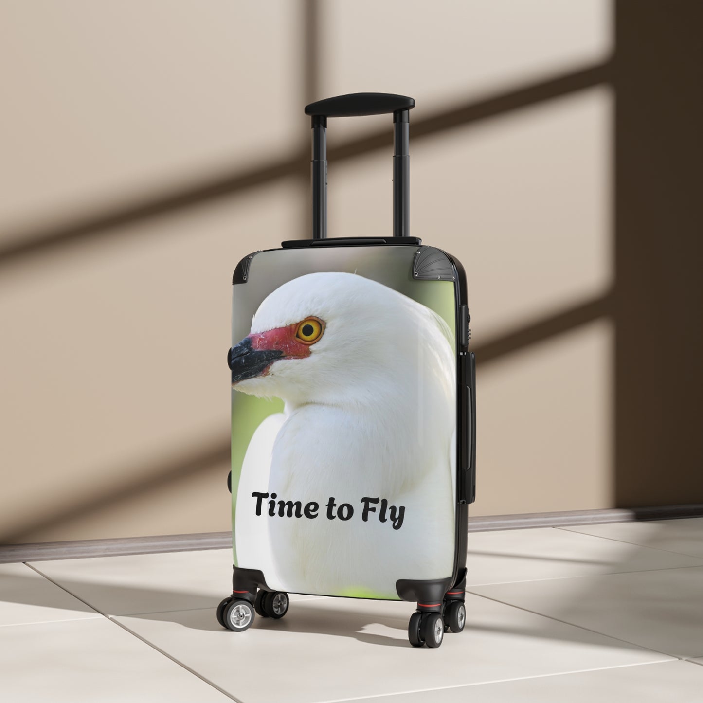 Stylish Suitcase for Travel Enthusiasts, Custom Luggage, Perfect Gift for Travelers, Time to Fly Design, Unique Travel Accessory