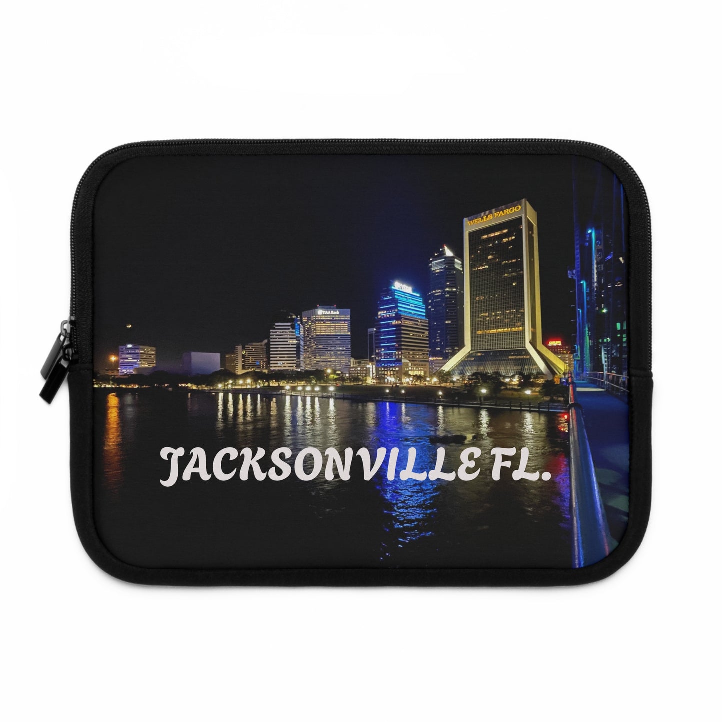 Jacksonville FL Laptop Sleeve, Urban City Design, Tech Accessory, Travel Gift, Customizable Tech Case