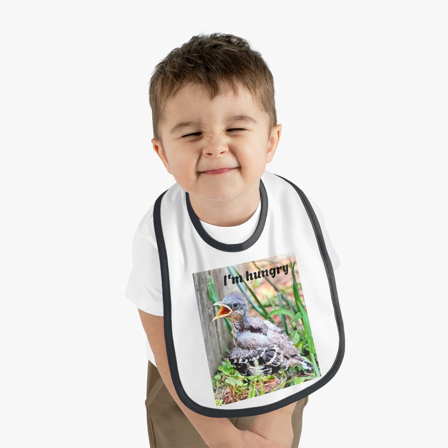 Cute Baby Bib with 'I'm Hungry' Design, Adjustable Bib for Infants, Fun Feeding Accessory, Baby Shower Gift, Toddler Apparel