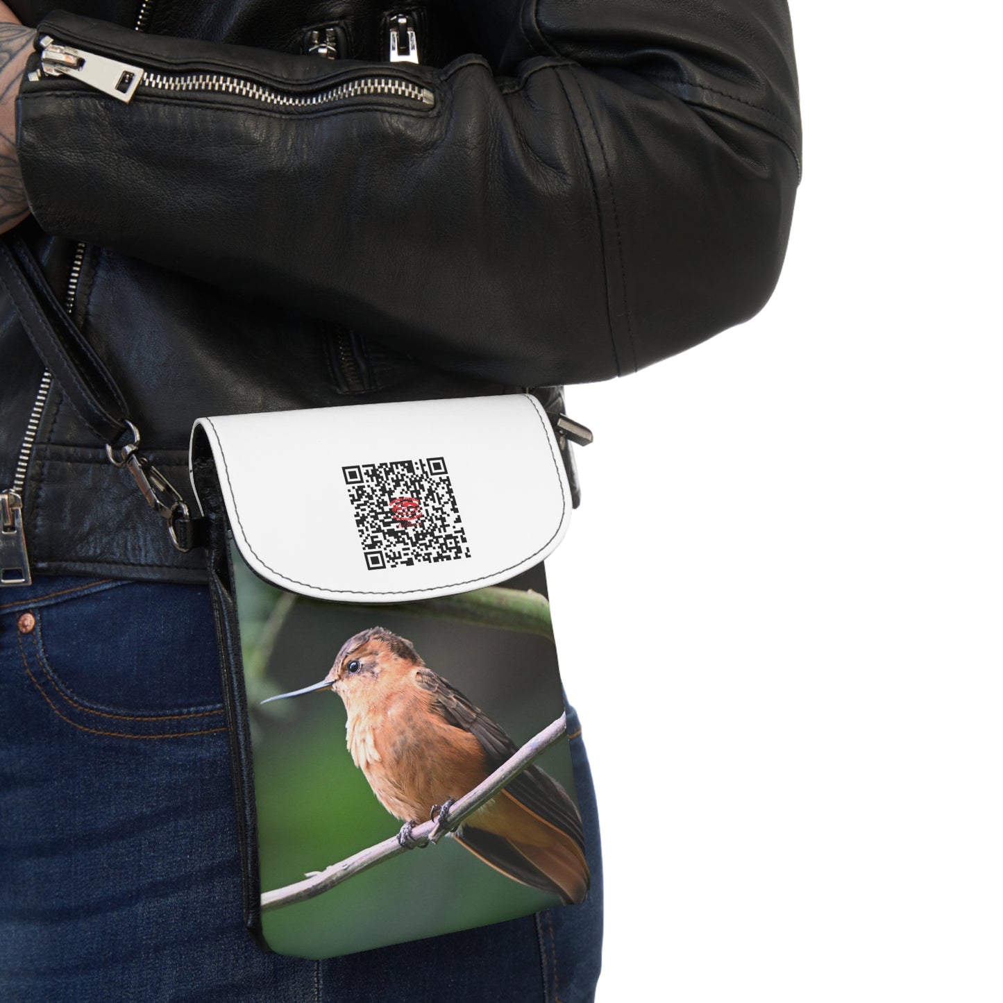 Chic Small Cell Phone Wallet, Stylish Crossbody Purse, Bird Print Phone Holder, Lightweight Travel Accessory, Perfect Gift for Nature Lovers