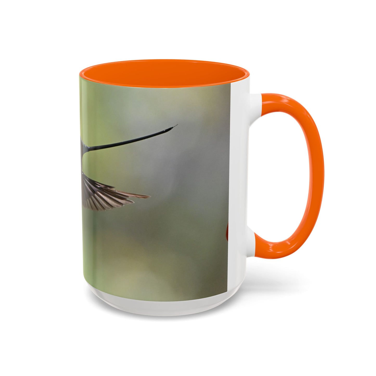 Hummingbird Accent Coffee Mug – 11/15oz Ceramic Mug with Black Interior & Handle
