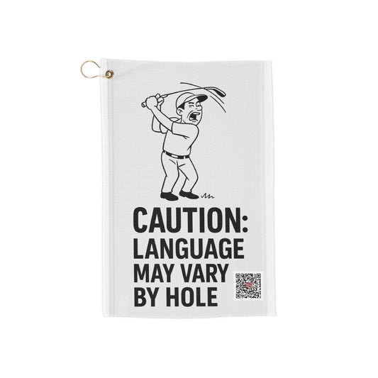 Golf Towel: Caution Language May Vary by Hole, Funny Golf Accessories, Golfing Gift, Sports Towel, Humor Towel
