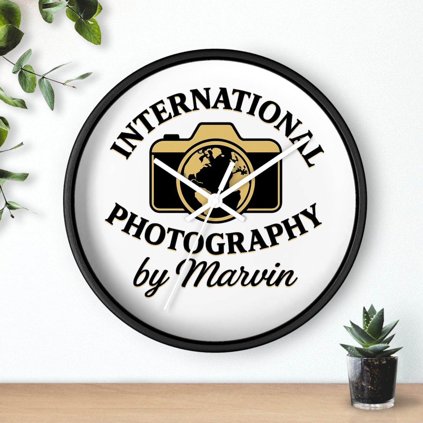 International Photography Wall Clock — "by Marvin" Personalized Photographer Gift